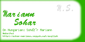 mariann sohar business card